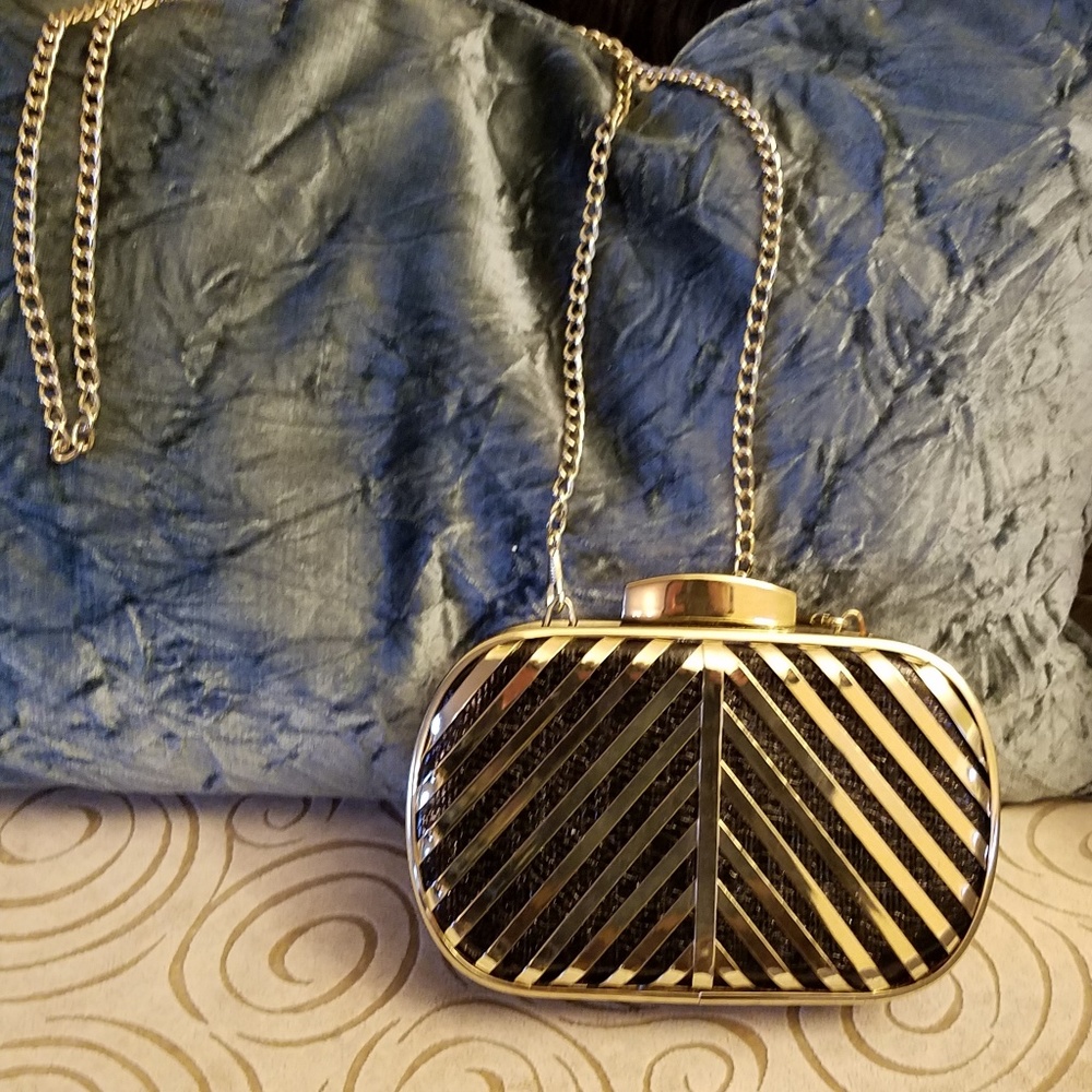 Glam Rock Metal and Faux Lizard Skin Clutch